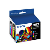Epson 202 front packaging showing full cartridge set and branding for reliable prints