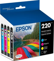 Epson pack frontal mostrando cartuchos original y embalaje, garantía de calidad