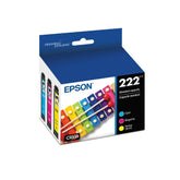 Epson 222 combo pack front packaging showing brand and colors for reliable printing