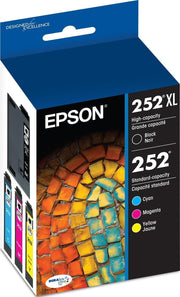 Epson cartuchos 252 pack frontal mostrando embalaje y beneficios de durabilidad