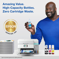 Epson 502 bottle size versus hand for scale showing high-capacity convenience