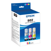 Epson 502 color combo front packaging showing contents and compatibility