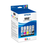 Epson 552 five-color pack front showing labels and clear color identification for accurate refills