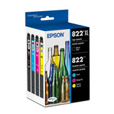 Epson T822XL-BCS front pack showing included cartridges and compatibility benefits