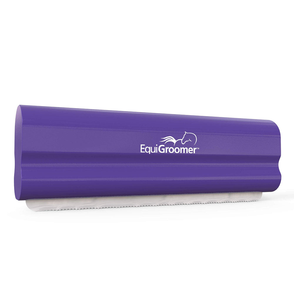 EquiGroomer front view of purple brush showing compact design and easy storage