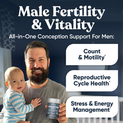 Eu Natural etiqueta con lista de nutrientes clave para salud reproductiva masculina