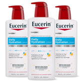 Eucerin frontal multipack mostrando tres botellas y beneficio hidratación