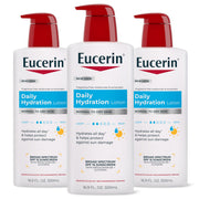Eucerin frontal multipack mostrando tres botellas y beneficio hidratación