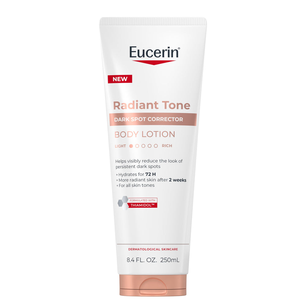 Eucerin tubo frontal mostrando diseño y tamaño, claridad de producto