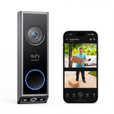 eufy Security front view showing dual cameras and clear 2K capture benefit