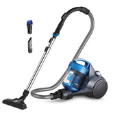 Eureka Whirlwind front canister view showing compact blue body and portability