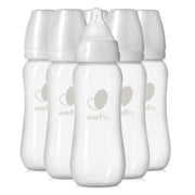 Evenflo vista frontal del pack de seis biberones que facilita tomas consistentes