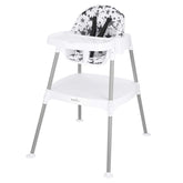 Evenflo front view of high chair showing compact profile and durability