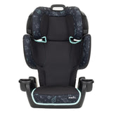 Evenflo GoTime LX front view in Astro Blue showing compact booster and safety design