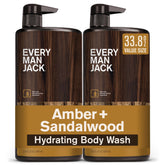 Every Man Jack front packaging showing amber sandalwood and clean design benefit of clear brand identity
