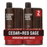Every Man Jack front packaging showing cedar red sage scent and moisturizing benefits