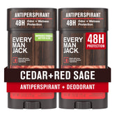 Every Man Jack frontal del pack mostrando etiquetas y beneficio protección 48 horas
