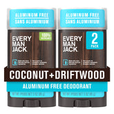 Every Man Jack presentación frontal mostrando aroma Coconut Driftwood y beneficio fresco
