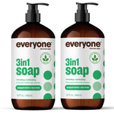 everyone vista frontal del pack de 2 botellas 32 oz que simplifica la rutina