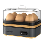 Evoloop frente con tapa transparente mostrando huevos listos y control visual