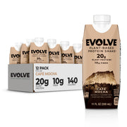 Evolve front packaging showing café mocha bottle and benefits