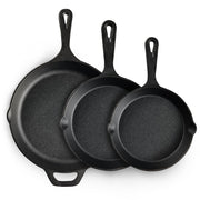 EWFEN juego frontal mostrando sartenes 6, 8 y 10 pulgadas listos para cocinar