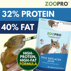 Exotic Nutrition envase ZooPro 32/40 detalle de polvo nutritivo