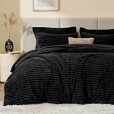 EXQ Home comforter front view showing full black striped design and cozy look