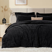 EXQ Home comforter front view showing full black striped design and cozy look