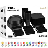 Exquisite platos 9" frontales mostrando acabado negro elegante y limpieza