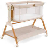 Ezebaby front view bedside bassinet showing safe close-sleep access