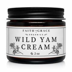 Faith and Grace Organics envase frontal de Wild Yam crema, presentación orgánica y segura