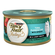 Fancy Feast lata frente del empaque mostrando nombre y diseño, identifica producto