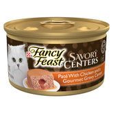 Fancy Feast front can showing chicken pate and appealing packaging for easy selection