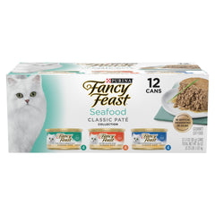 Purina Fancy Feast vista frontal de la lata, diseño y beneficio visual