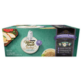 Fancy Feast pack frontal mostrando 24 latas, variedad y conveniencia