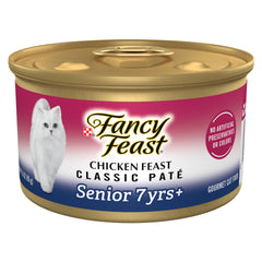 Fancy Feast lata frontal mostrando el diseño y beneficio gourmet