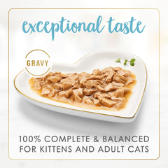 Fancy Feast open can with thick gravy, showing appetizing moisture