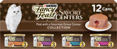 Fancy Feast can front packaging showing variety pack and size benefits