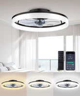 FancyMay front view showing black low-profile fan and integrated LED light, modern look benefit