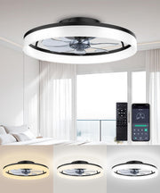 FancyMay front view showing black low-profile fan and integrated LED light, modern look benefit