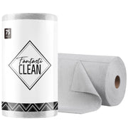Fantasticlean rollo frontal mostrando 75 paños listos para usar y ahorrar