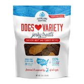 Farmland Traditions bolsa frontal mostrando mezcla premium de jerky