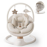 FasonBaby front view of swing showing modern wood-grain and cozy design
