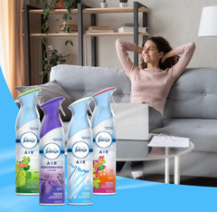 Febreze comparación de tamaño en mano para apreciar portabilidad