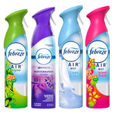 Febreze pack frontal 4 unidades mostrando fragancias y diseño práctico