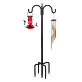 FEED GARDEN front view of assembled pole showing double hooks and polished finish, strong support