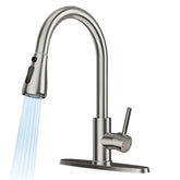 FEELSO front view of brushed nickel faucet showing sleek design and durable build