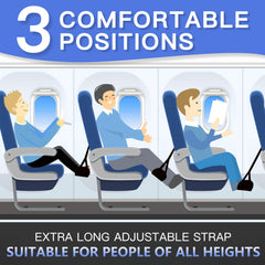 FEIMINI hamaca instalada en un asiento de avión mostrando apoyo ergonómico