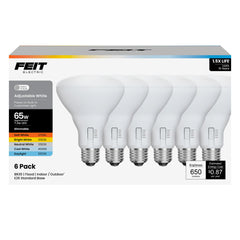 Feit Electric vista frontal del paquete mostrando 6 bombillas, ahorro energético